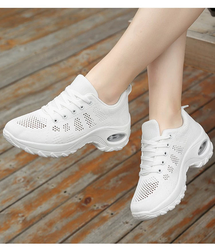 Huaqiang Warrior Women's Shoes White Shoes Lightweight Flats Spring/Summer Mesh Breathable Mat Travel Shoes Dancing Running Sneaker