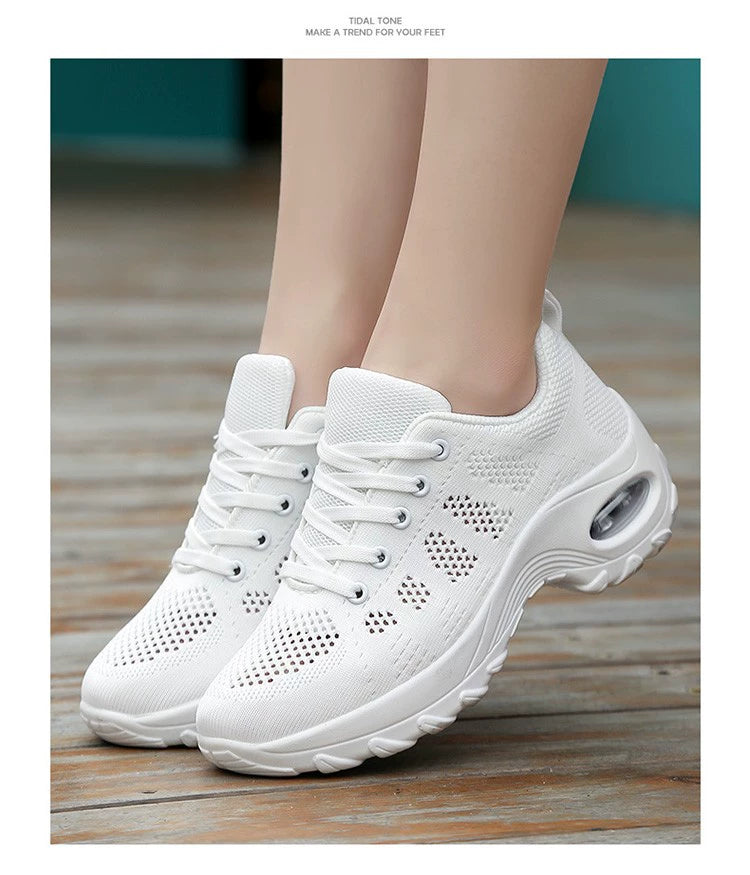 Huaqiang Warrior Women's Shoes White Shoes Lightweight Flats Spring/Summer Mesh Breathable Mat Travel Shoes Dancing Running Sneaker