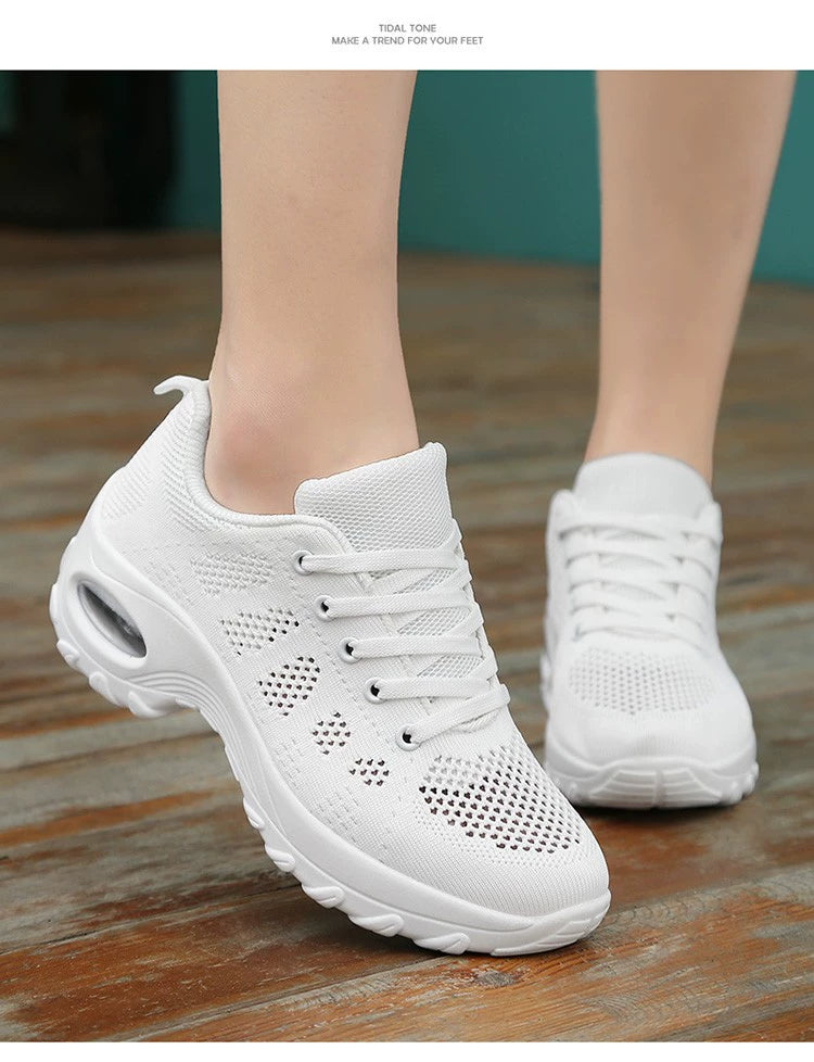 Huaqiang Warrior Women's Shoes White Shoes Lightweight Flats Spring/Summer Mesh Breathable Mat Travel Shoes Dancing Running Sneaker