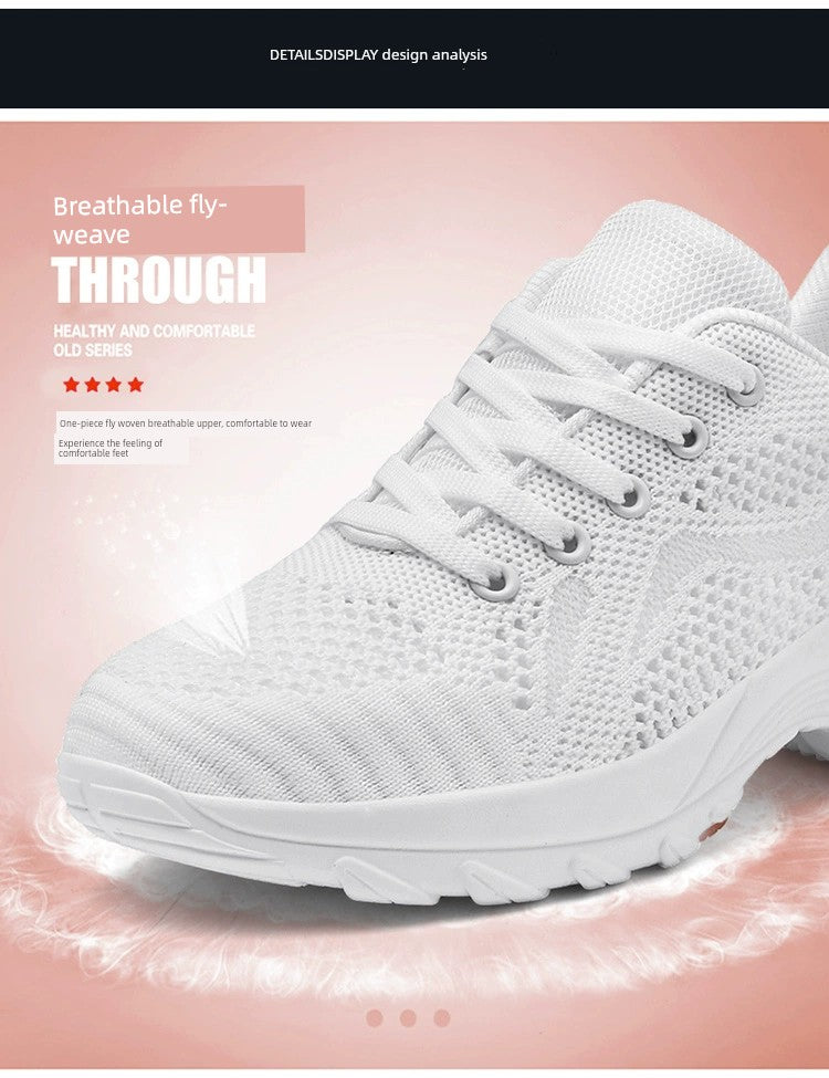 Huaqiang Warrior Women's Shoes White Shoes Lightweight Flats Spring/Summer Mesh Breathable Mat Travel Shoes Dancing Running Sneaker